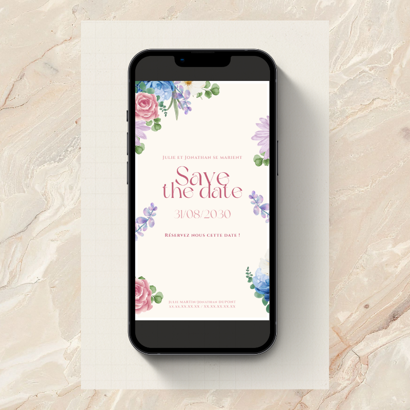 Save the date numérique "floral"
