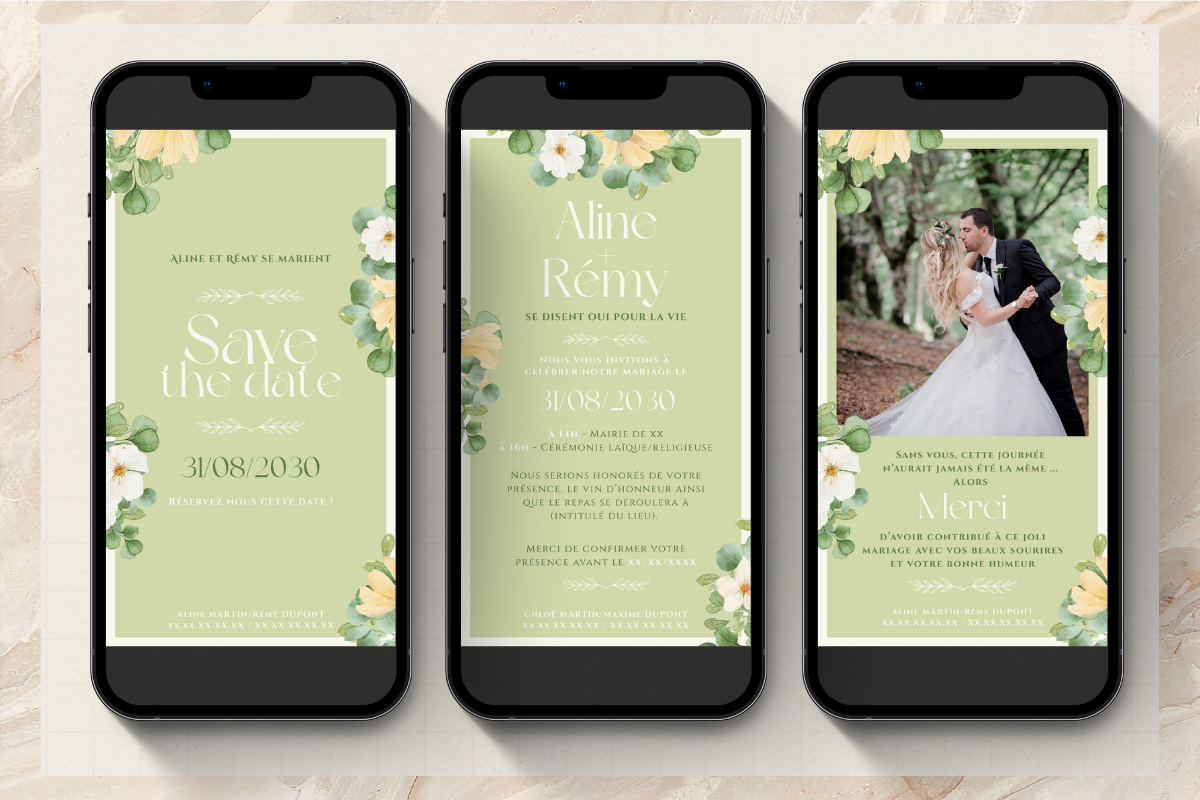 Pack trio mariage numérique "green garden"