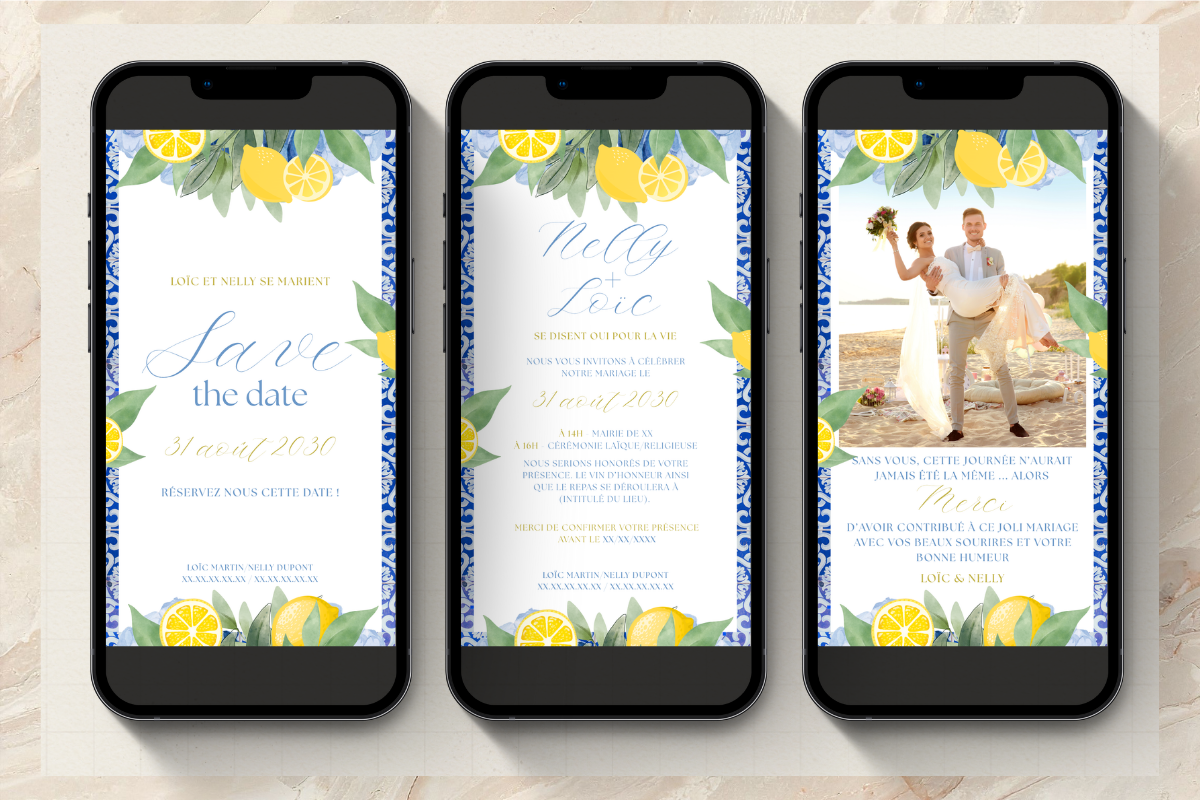 Pack trio mariage numérique "dolce vita"