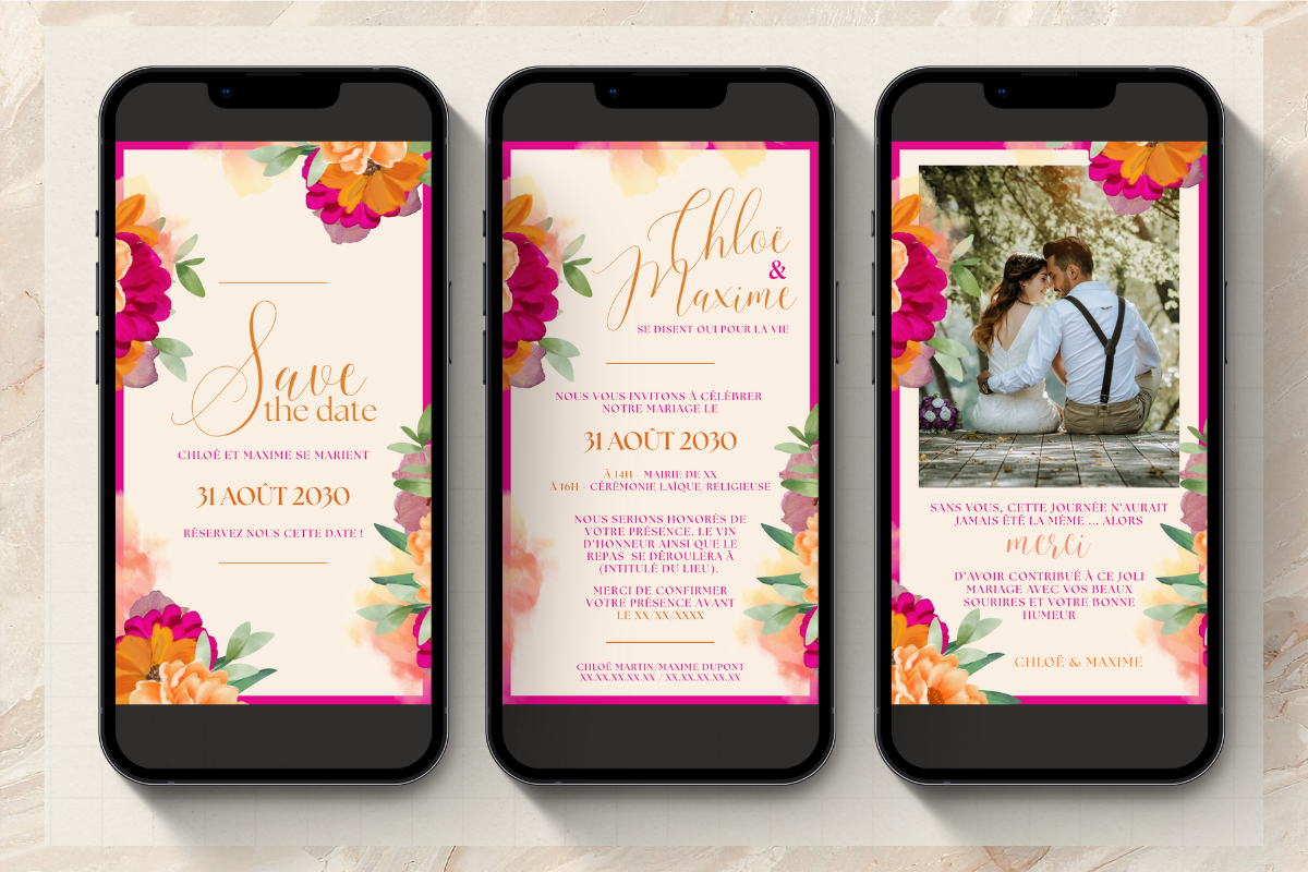 Pack trio mariage numérique "punchy"