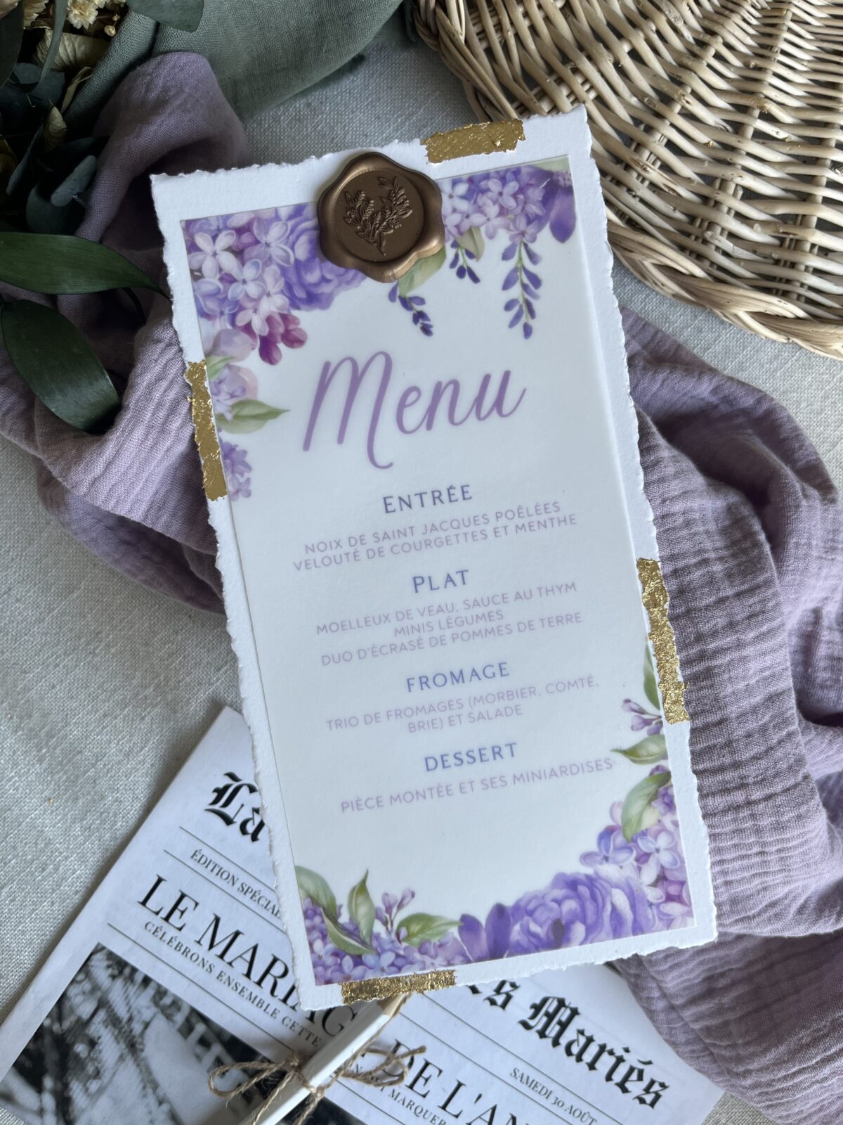 Menu de table "Promesse"