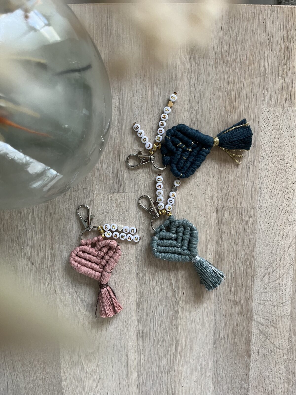 Porte-clés en macramé - Coeur